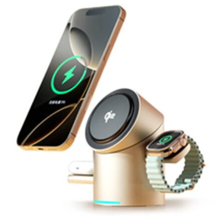Qi2 自動回転 ワイヤレス充電器 3in1 スタンド 折り畳み式 iphone airpods 同時充電 折りたたみ 15W スタンド 置くだけで充電 アップルウォッチ充電器 全2色 SKU:IPC03072025063