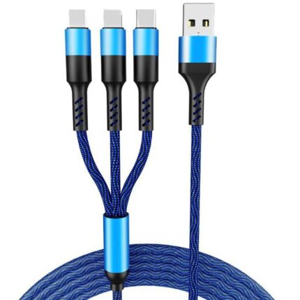 5A 急速充電 3in1 マルチ usbケーブル 3in1 マルチ Lightning / Type-C / Micro USB 3in1 マルチ 充電ケーブル 超急速充電 5A 1.2m 充電器 3台同時充電  全4色 SKU:IPC03072025118