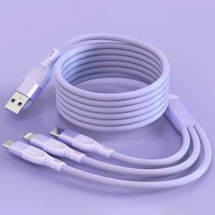 66W充電ケーブル 3in1 USB Type-C シリコン素材 ケーブル 2.0m 急速充電 Android用 micro USB Type-C 急速充電ケーブル USBケーブル ライトニング  全3色 SKU:IPC03072025120