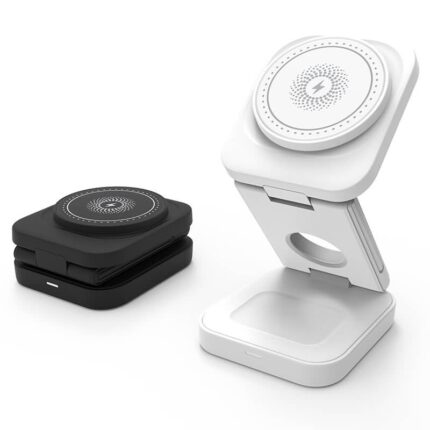 折れ畳式 3in1ワイヤレス充電器 Apple watch &Air Pods充電可能ワイヤレス充電 スタンド機能 PD15W 快速充電器 magsafe充電器 全2色 SKU:IPC03292025071